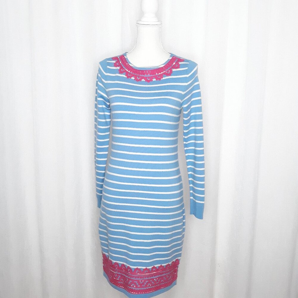 Vineyard Vines Blue Striped Merino Wool Dress